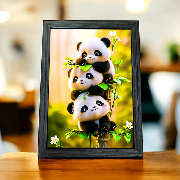 Cadre 3 petits Pandas