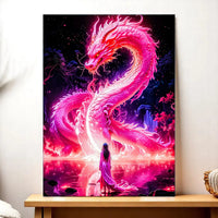 Tableau Dragon Chinois Rose