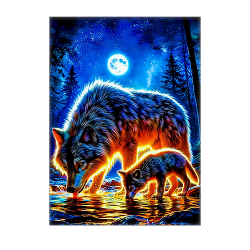 Tableau Loup Famille