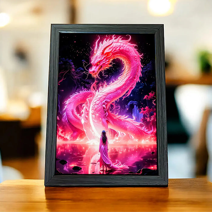 Cadre Dragon Chinois Rose