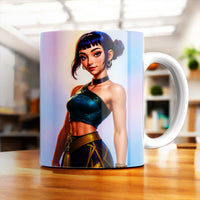 Mug Zoey Kpop Demon Hunter avec illustration d'une jeune chasseuse de démons dans un style animé