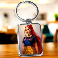 Porte Clé Mira Kpop Demon Hunter Les Bois d'Aurore avec design personnage féminin aux cheveux rouges