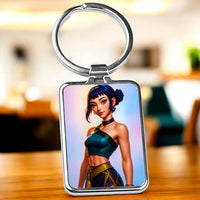 Porte Clé Zoey Kpop Demon Hunter Les Bois d'Aurore avec image anime fille en tenue moderne