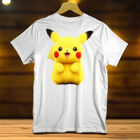 T-Shirt Pikachu blanc avec impression colorée d'un Pikachu joyeux pour les fans