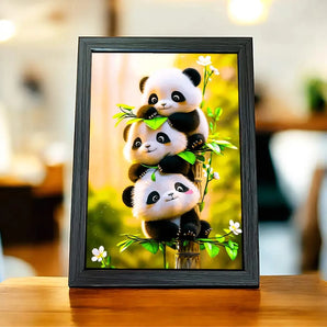Cadre 3 petits Pandas