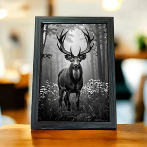 Cadre Cerf Noir et Blanc