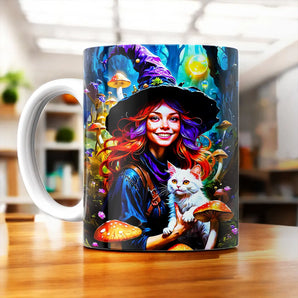 Mug Sorcière Chat Champignon
