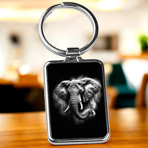 Porte Clé Elephant Noir et Blanc