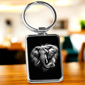 Porte Clé Elephant Noir et Blanc