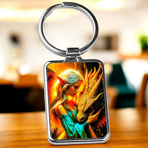 Porte Clé Femme et Dragon