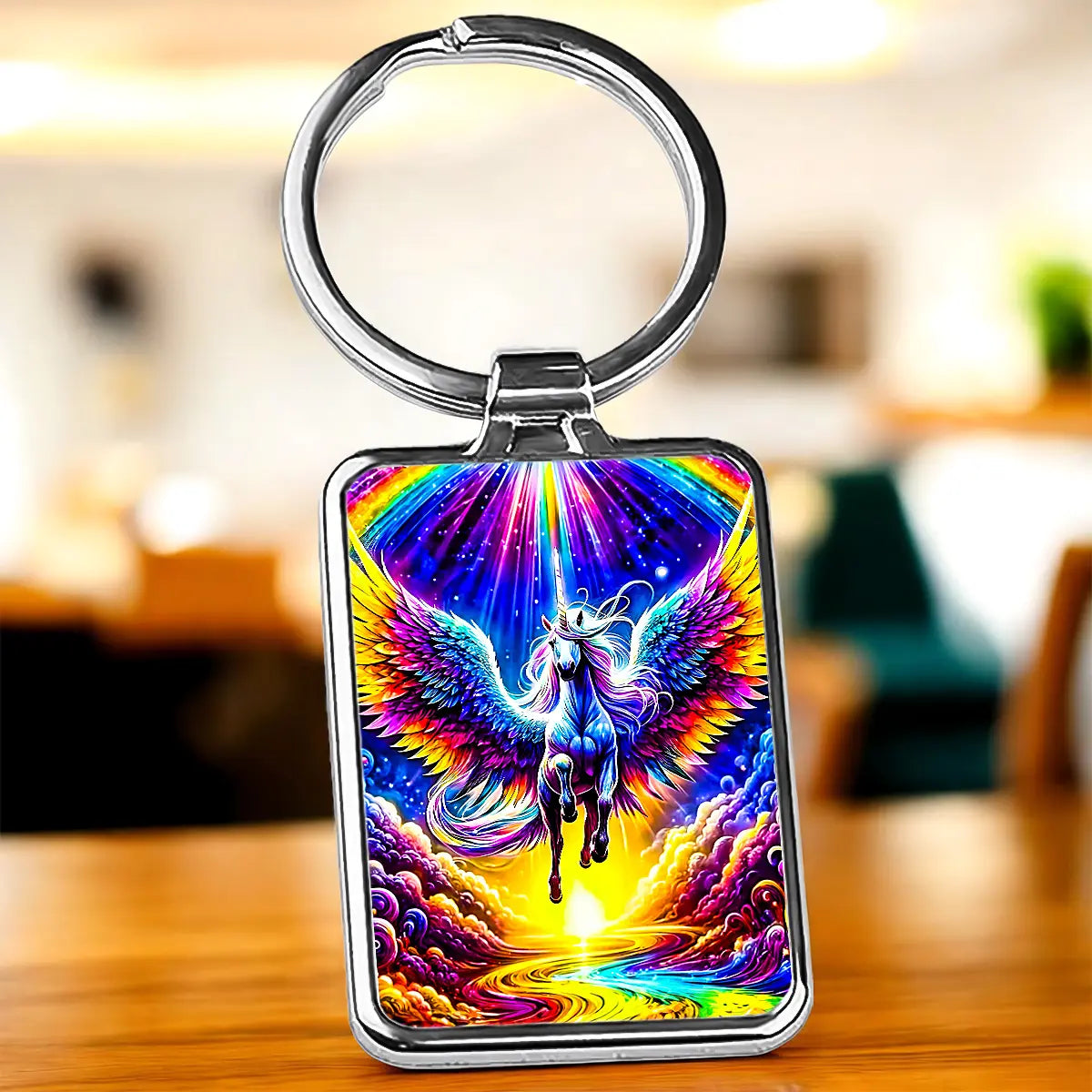 Porte Clé Licorne Arc en Ciel