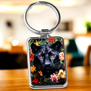 Porte Clé Panthère Fleurs