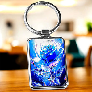 Porte Clé Rose Bleue