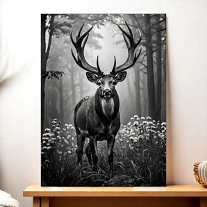 Tableau Cerf Noir et Blanc