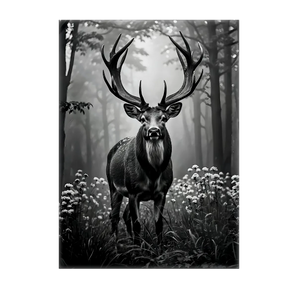 Tableau Cerf Noir et Blanc