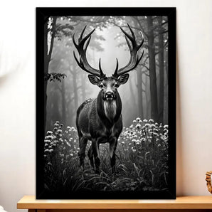 Tableau Cerf Noir et Blanc