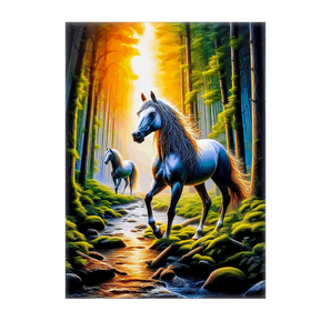 Tableau Chevaux Forêt