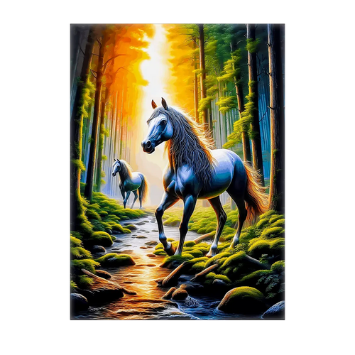 Tableau Chevaux Forêt