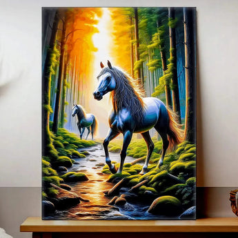 Tableau Chevaux Forêt