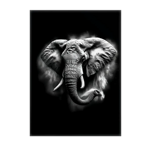 Tableau Elephant Noir et Blanc