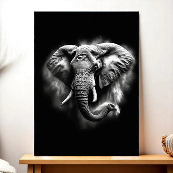 Tableau Elephant Noir et Blanc