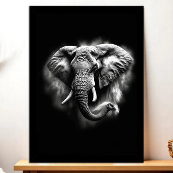 Tableau Elephant Noir et Blanc