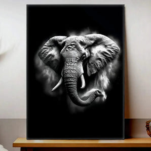 Tableau Elephant Noir et Blanc