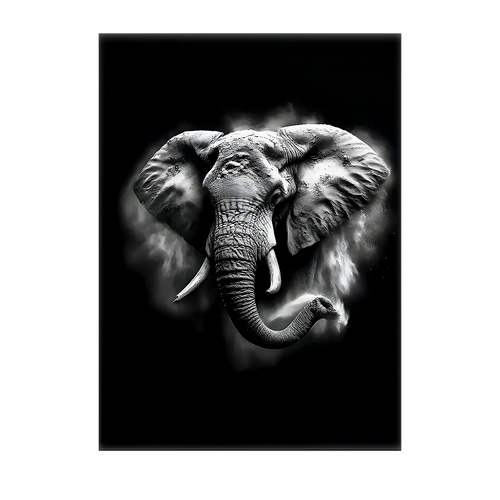 Tableau Éléphant Noir et Blanc