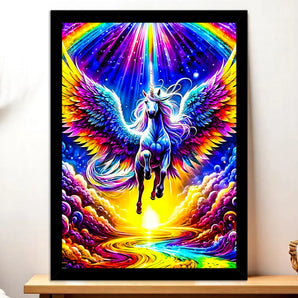 Tableau Licorne Arc en Ciel