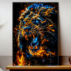 Tableau Lion Feu