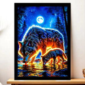 Tableau Loup Famille