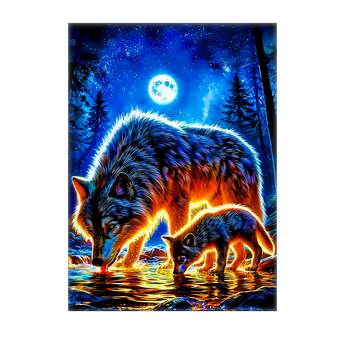 Tableau Loup Famille