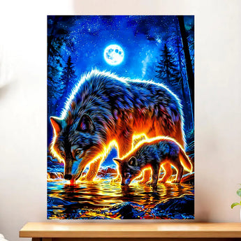 Tableau Loup Famille