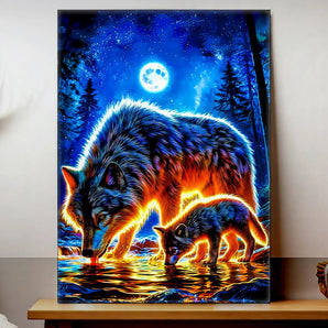 Tableau Loup Famille