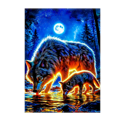 Tableau Loup Famille