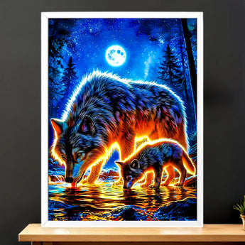 Tableau Loup Famille
