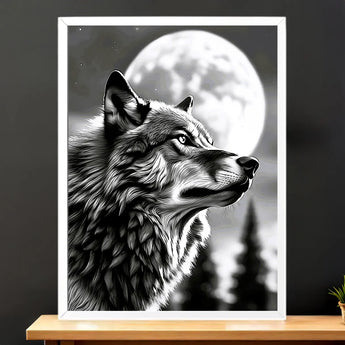 Tableau Loup Monochrome