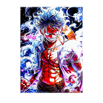 tableau Luffy Gear 5 colore et dynamique Les Bois dAurore illustration manga grand format pour deco murale
