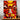 tableau Naruto enfant vibrant montrant Naruto en tenue orange accroupi devant le renard Kurama rouge et jaune