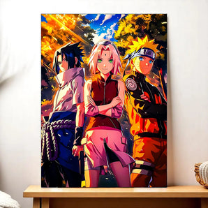 tableau Naruto équipe 7 Les Bois d Aurore poster mural coloré représentant Naruto Sasuke et Sakura