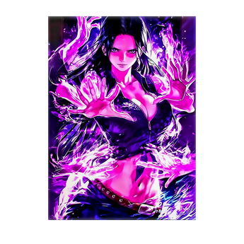 tableau Nico Robin en violet par Les Bois d'Aurore montrant personnage animé en pose dynamique utilisant ses pouvoirs