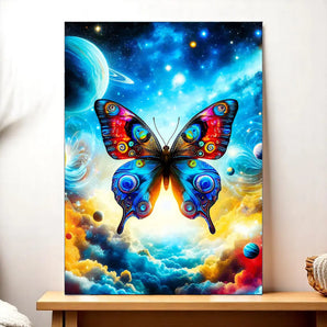 tableau papillon univers Les Bois d Aurore tableau mural coloré papillon cosmique sur fond de planètes et nuages
