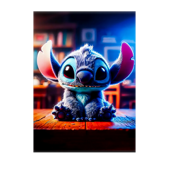 tableau Stitch dessin animé Les Bois d Aurore peinture murale colorée de Stitch assis idéal pour chambre enfant
