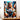 tableau personnage manga Les Bois d'Aurore femme féline accroupie en rue urbaine couleurs vives décor mural