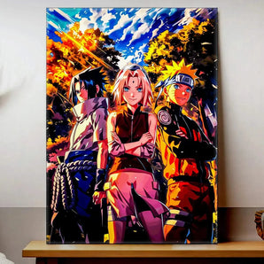 tableau Naruto équipe 7 Les Bois d Aurore poster mural coloré représentant Naruto Sasuke et Sakura
