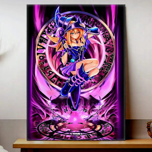 tableau magicienne des ténèbres manga Les Bois d'Aurore affiche violet noir personnage magique en pose dynamique