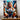 tableau personnage manga Les Bois d'Aurore femme féline accroupie en rue urbaine couleurs vives décor mural