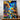 tableau rue fleurie Les Bois d'Aurore peinture colorée d'une rue pavée nocturne avec tulipes arbres et lanternes