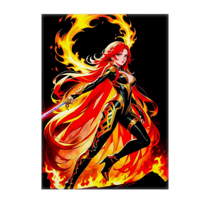 tableau manga femme guerrière Les Bois d Aurore peinture murale héroïne en armure flamboyante