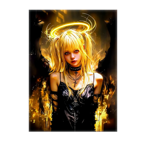 tableau Misa Amane manga par Les Bois d Aurore portrait gothique lumineux sur fond or